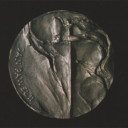 Jan Paweł II, brąz, śr. 9 cm